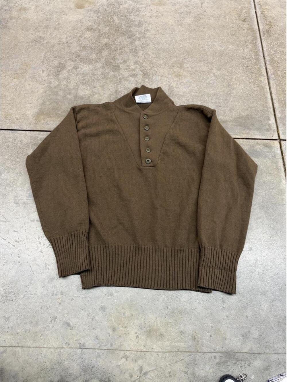 vintage brown military button down knit sweater size large